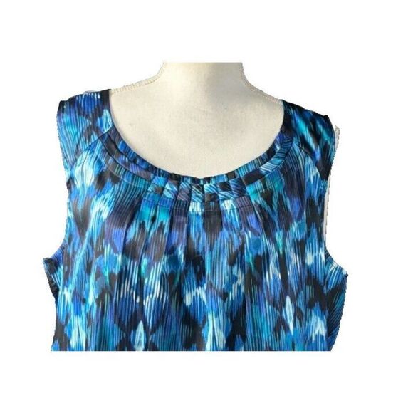 Chico's Blouse Shell Size 3 (US XL/16) Blue Sleeveless Abstract Flowy Tank Top - Picture 3 of 9
